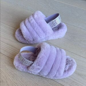 Ugg Fluff Yeah Slide On Slippers Embellished Crystal Size US 6 Lavender Purple